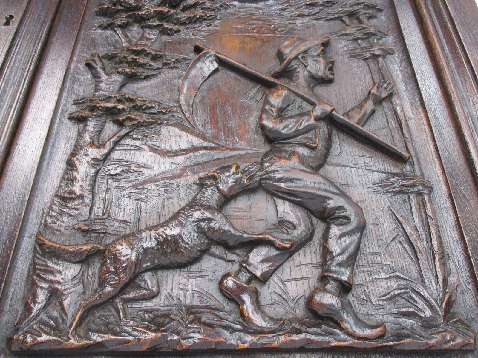 Antique French Breton Hand Carved Wood Oak Door Panel Reclaimed Architectural Fa photo buy
