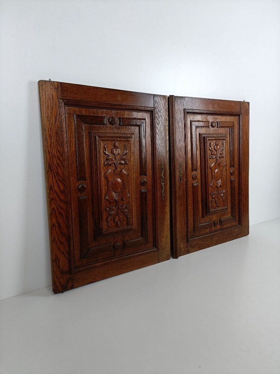 Antique Gorgeous Door Panels Cabinet Hand Carved Ornate Wood Oak Reclaimed Archi photo Furniture