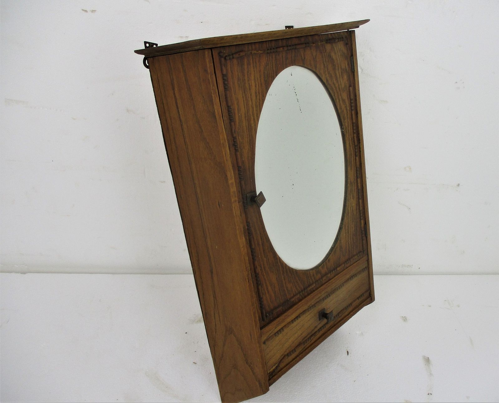 Kitchen Medicine Apothecary Wood Bathroom Cabinet Beveled Glass Wooden Hobnails photo buy