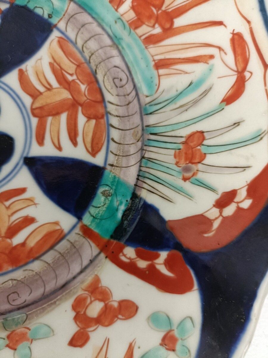 Pair Antique Japanese  Imari Porcelain Dish Platter Plate Scalloped Edge 19th Ce photo furniture