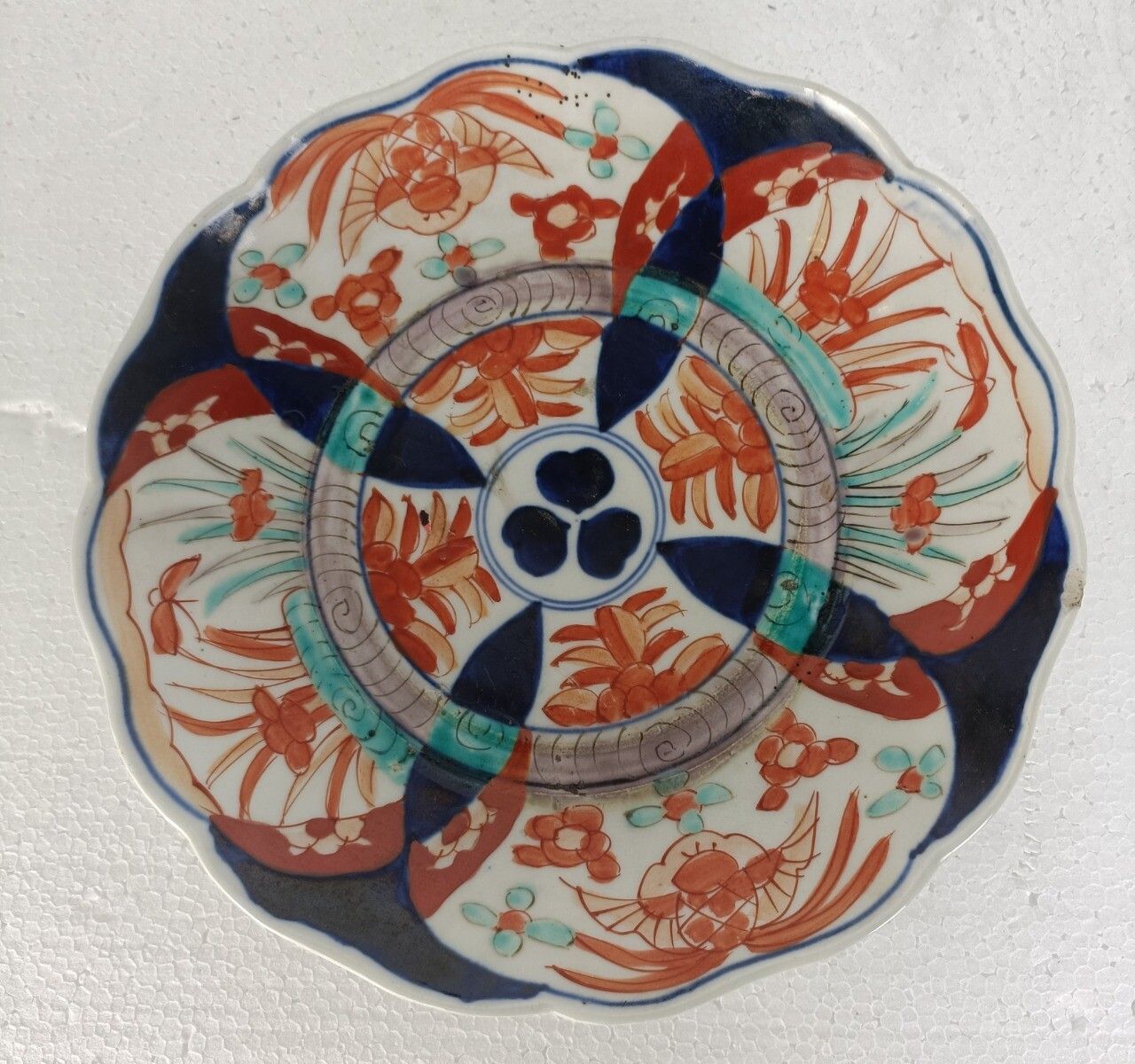 Pair Antique Japanese  Imari Porcelain Dish Platter Plate Scalloped Edge 19th Ce photo Home Decor