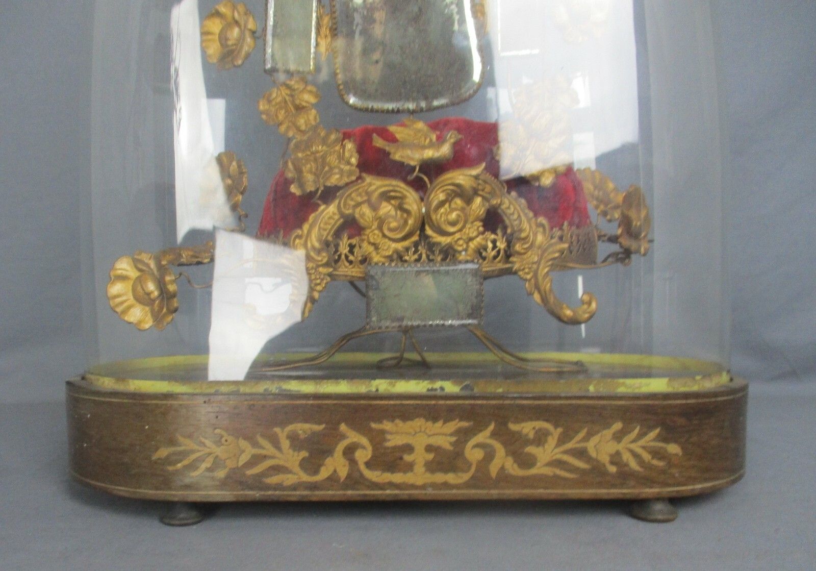 Oval Antique 1800 Victorian French Bridal Wedding Dome Gold Gilt Leafs  Ormolu photo furniture