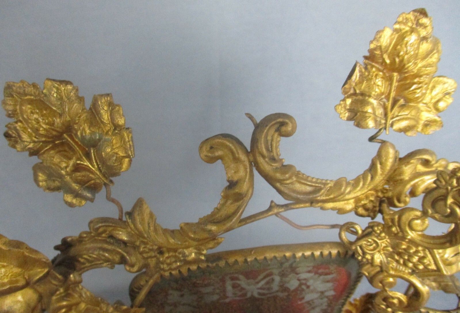 Oval Antique 1800 Victorian French Bridal Wedding Dome Gold Gilt Leafs  Ormolu photo vintage