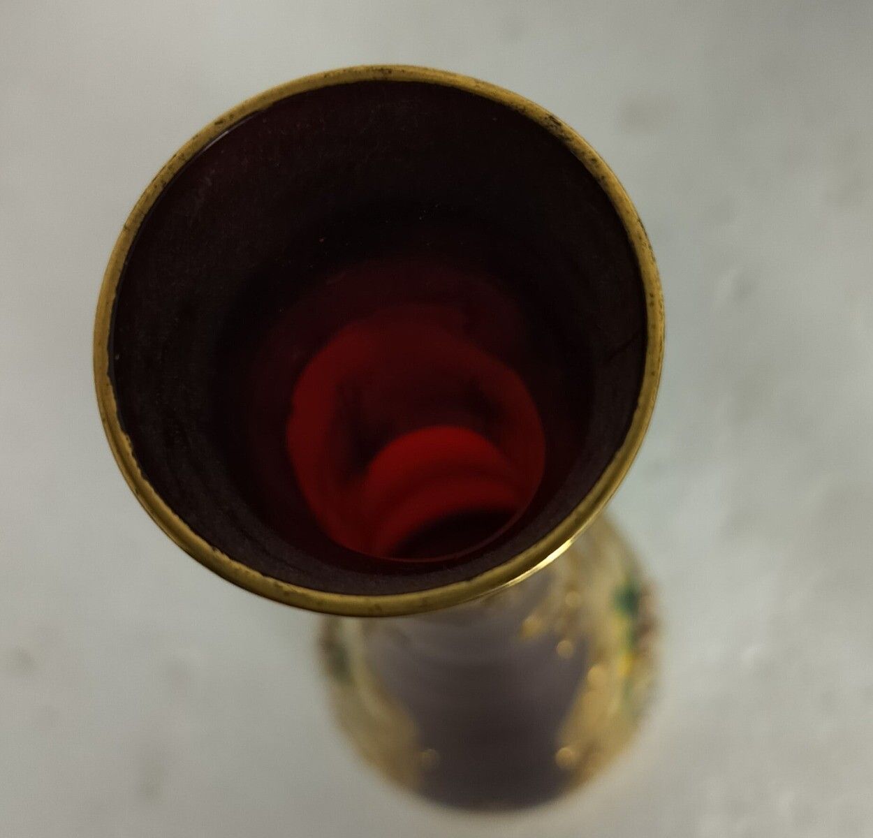 photo for sale Liquor Set Bottle 4 Glasses Vintage Venetian Glass Tre Fuochi Ruby Red Italian I