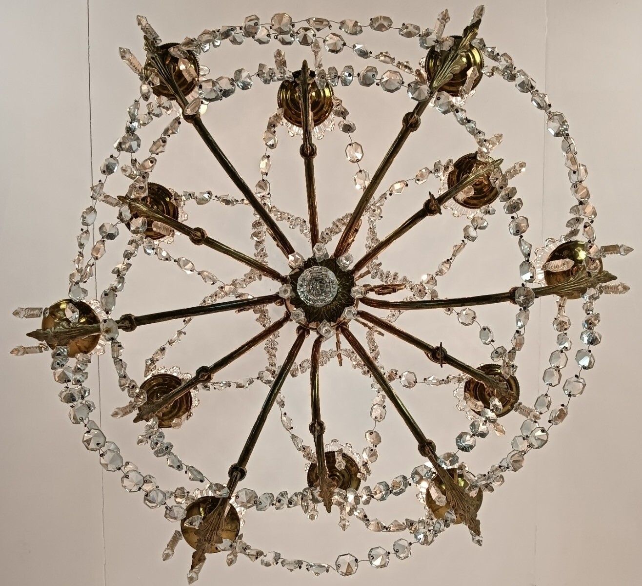 French Antique Chandelier Bronze Dore With Prisms And Bobeches From Portieux 19t photo furniture