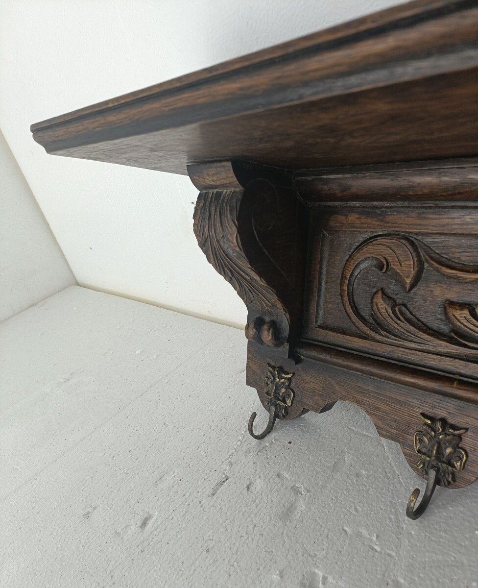 Hand Carved Wood Coat Hat Kitchen Hallway Rack Antique  Breton Style Figurines W photo 566.0