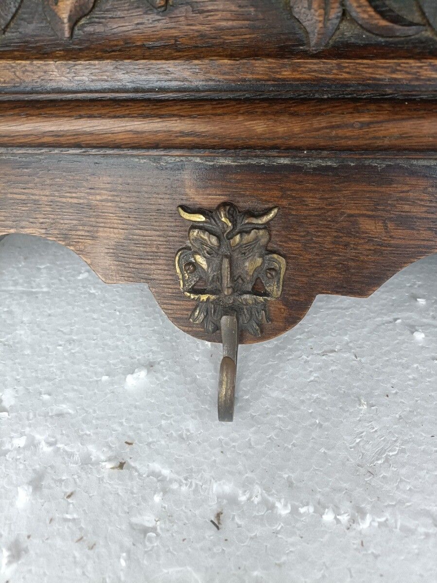 Hand Carved Wood Coat Hat Kitchen Hallway Rack Antique  Breton Style Figurines W photo vinterior