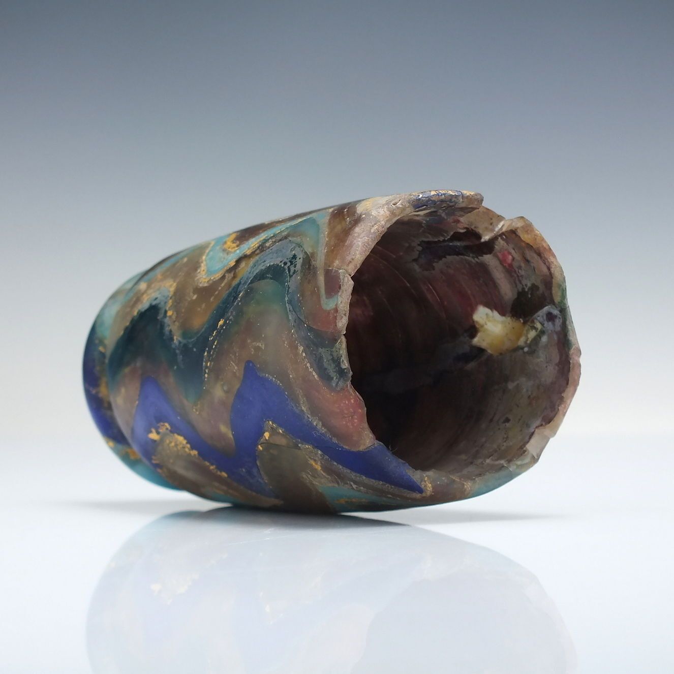 Scarce Hellenistic Roman Ribbon Glass Beaker With Gold Inclusions 50bce   50ce photo buy