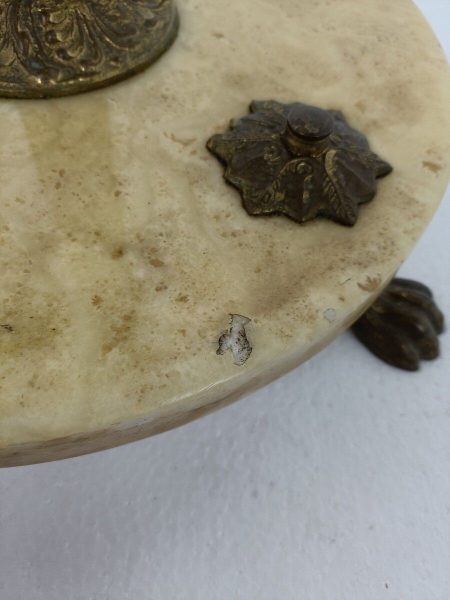 photo furniture Mid Century Modern Cast Brass Hall Tree Coat Hat Rack Marble Base Eyecatcher Pin
