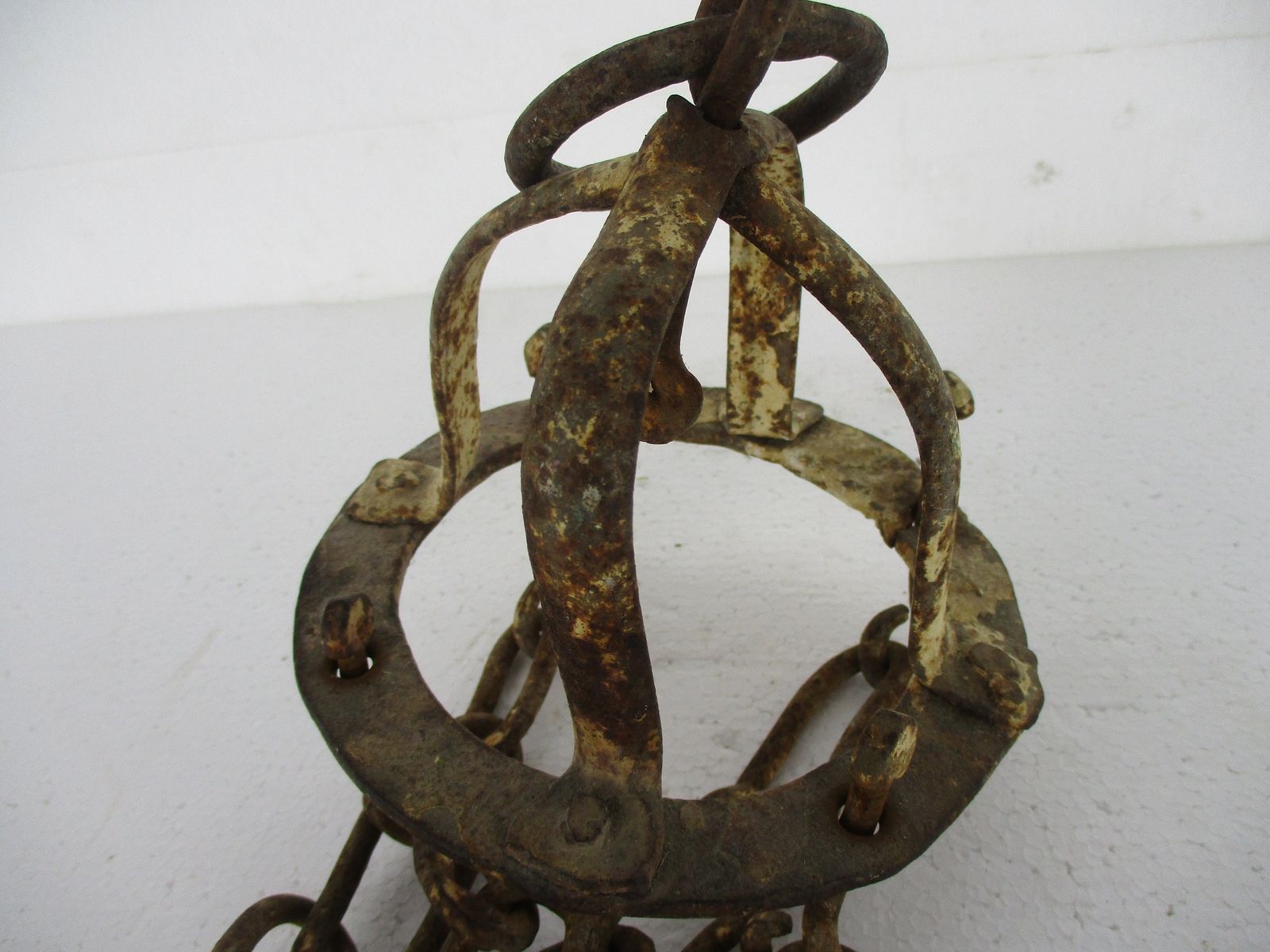 Small Antique Hanging Butcher Rack Cast Wrought Iron 4 Hooks French 18th C Count photo 384.0