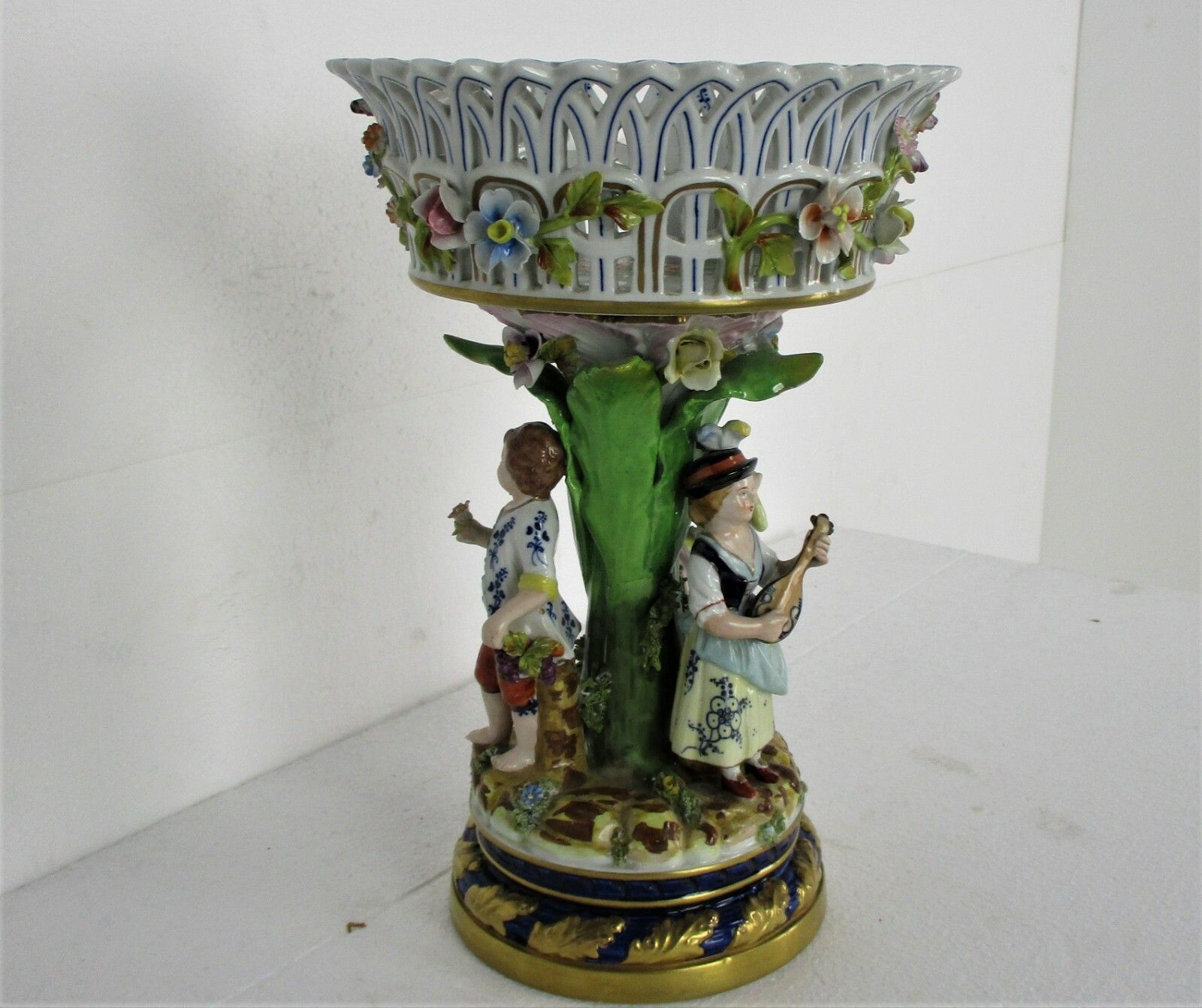 French Sevres Large Table Centerpiece  Marked Porcelain Figurines Delicate Wow photo for sale