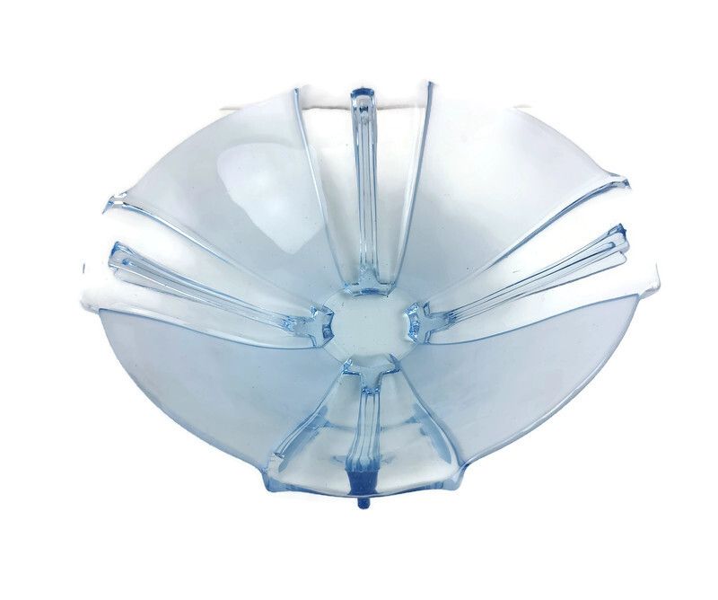 Gorgeous Art Deco Antique Art Depression Glass Rare Blue  Serving  Dish Bowl Col