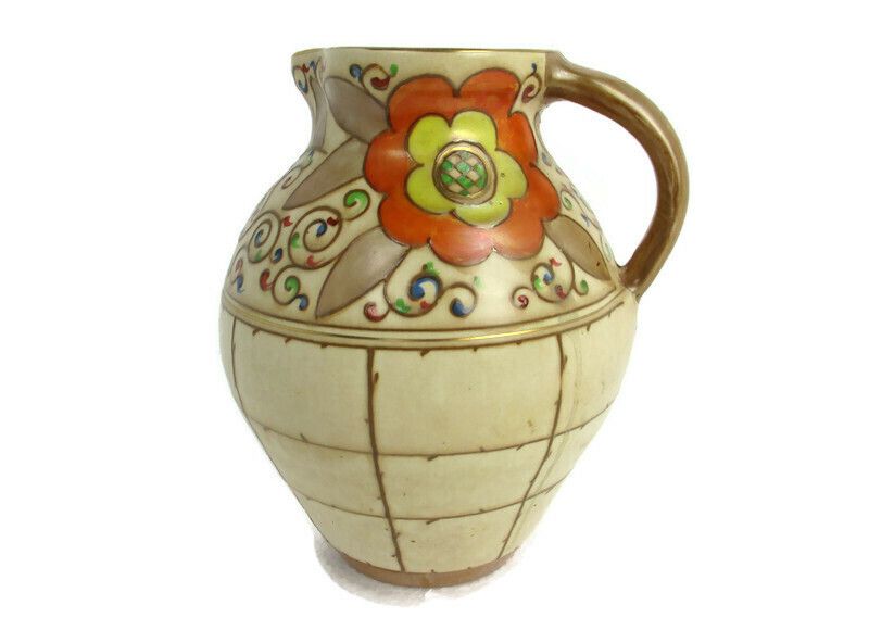 Charlotte Rhead Art Deco Pitcher Jar Ceramic  Bursleyware Hand Painted