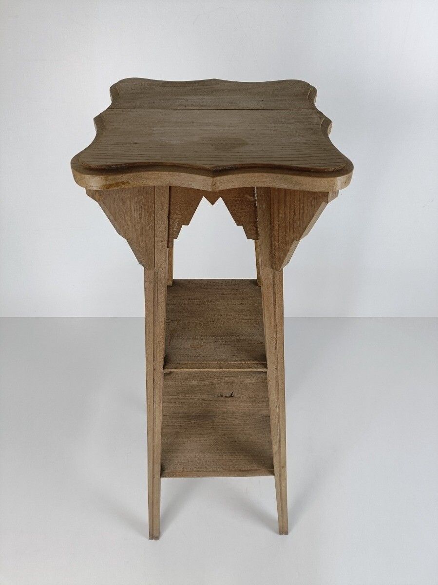 Antique Art Nouveau Pedestal 3 Tier Carved Wood, Plant Stand Side Table, Bonsai photo 384.0