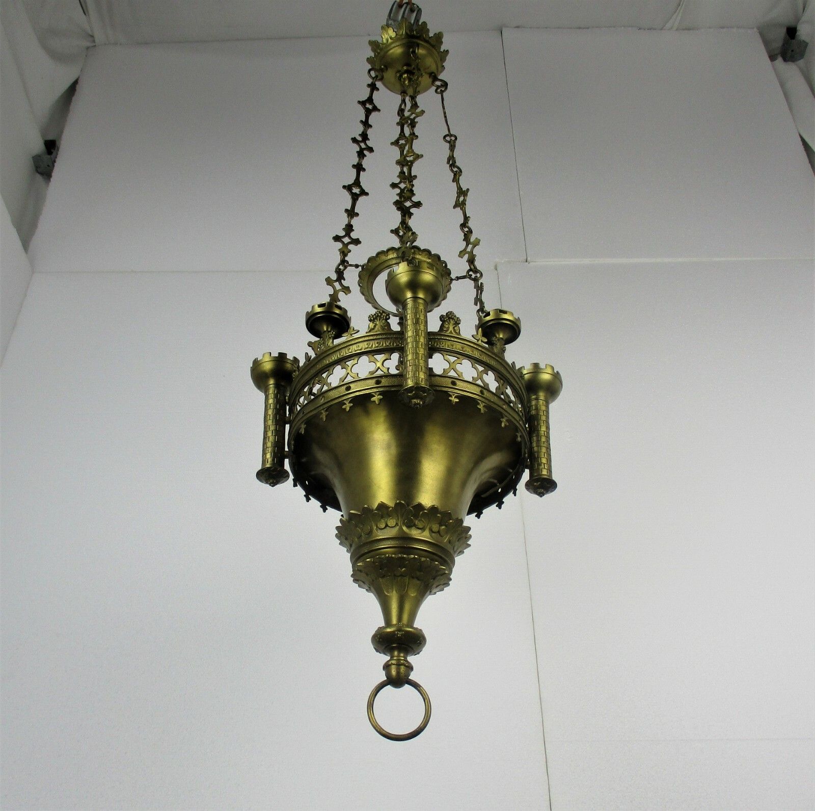 photo furniture Gothic Castle Chandelier With Candles Bronze & Copper Not Electrified Antique