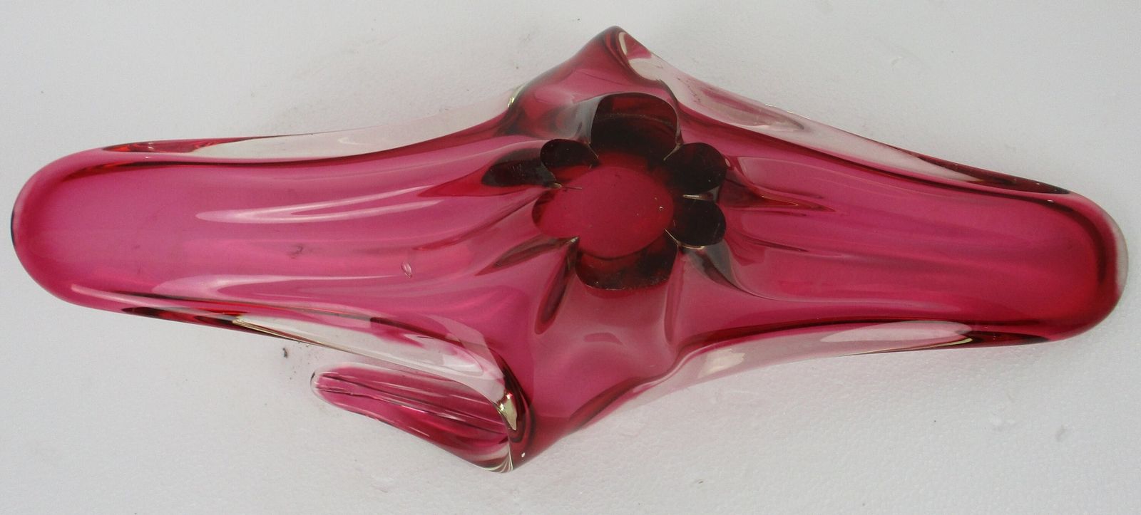 Art Glass Centerpiece Bowl Fruit Dish Cranberry Era Murano Italian Large Gorgeou photo buy