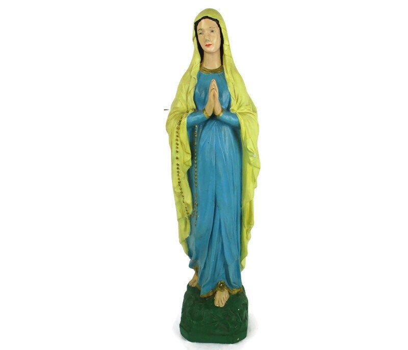 Large Monastry Chapel Statue Virgin Mary Madonna Our Lady Of Lourdes  Plaster Fr