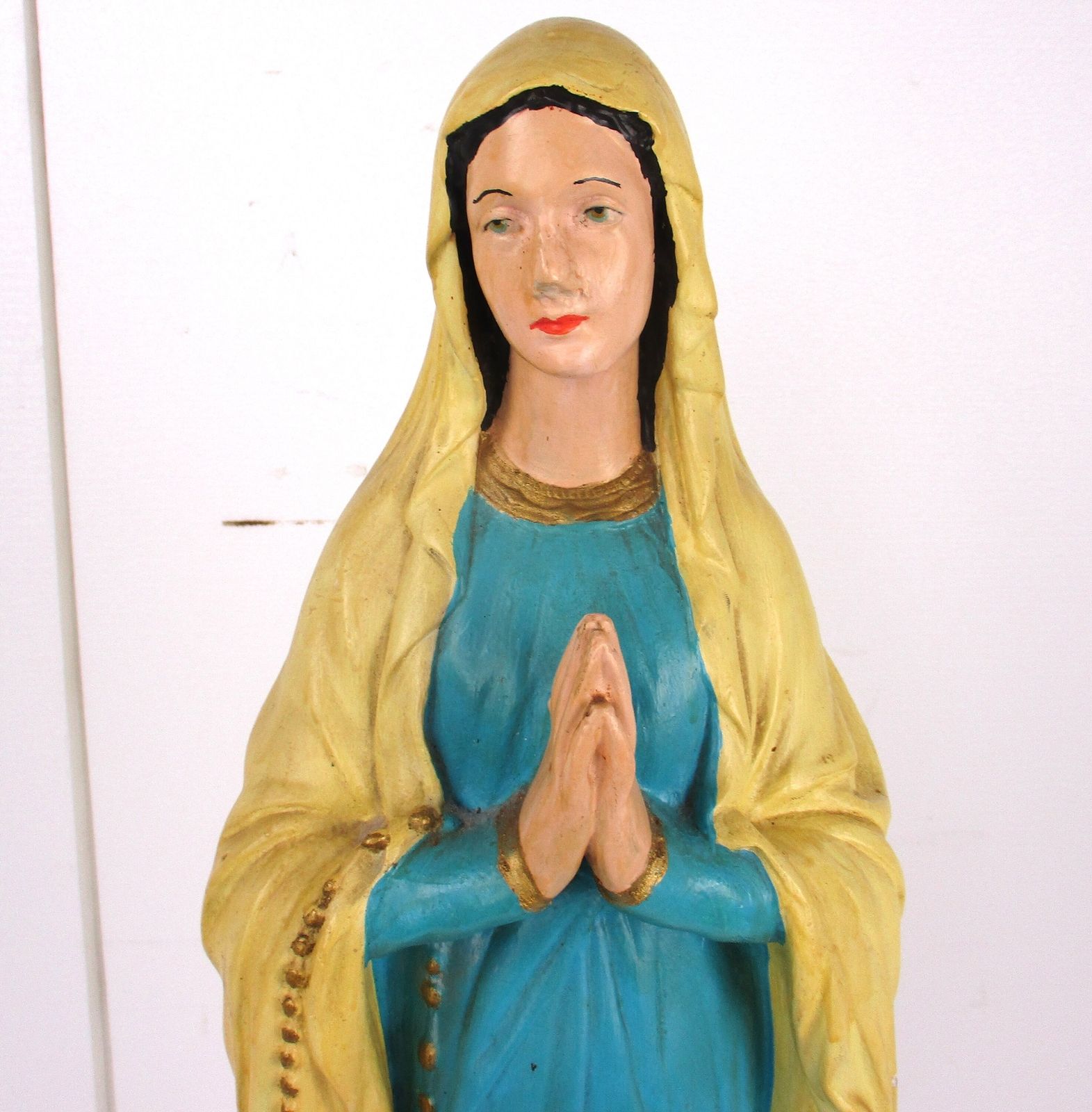 Large Monastry Chapel Statue Virgin Mary Madonna Our Lady Of Lourdes  Plaster Fr photo furniture