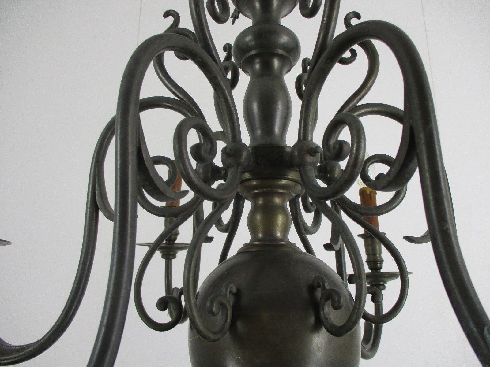 Antique Flemish Dutch Double Chandelier 6 Arms Lights Bronze 19th Century  Wow photo 816.0