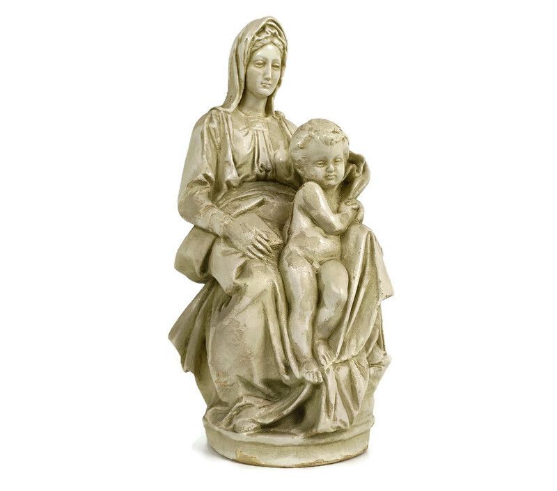 Statue Sitting Our Lady Virgin Mary Infant Sedes Sapientiae Plaster Vintage Beau