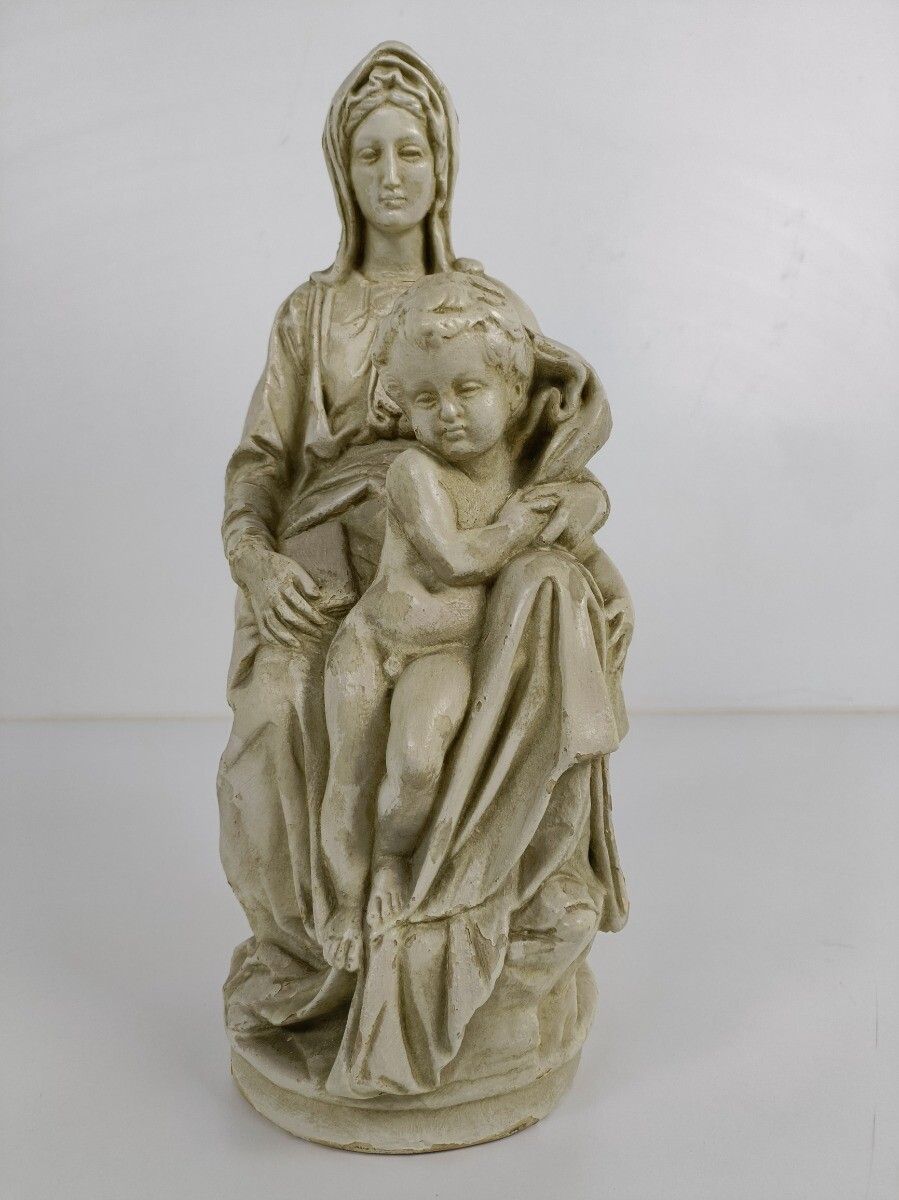 Statue Sitting Our Lady Virgin Mary Infant Sedes Sapientiae Plaster Vintage Beau photo buy