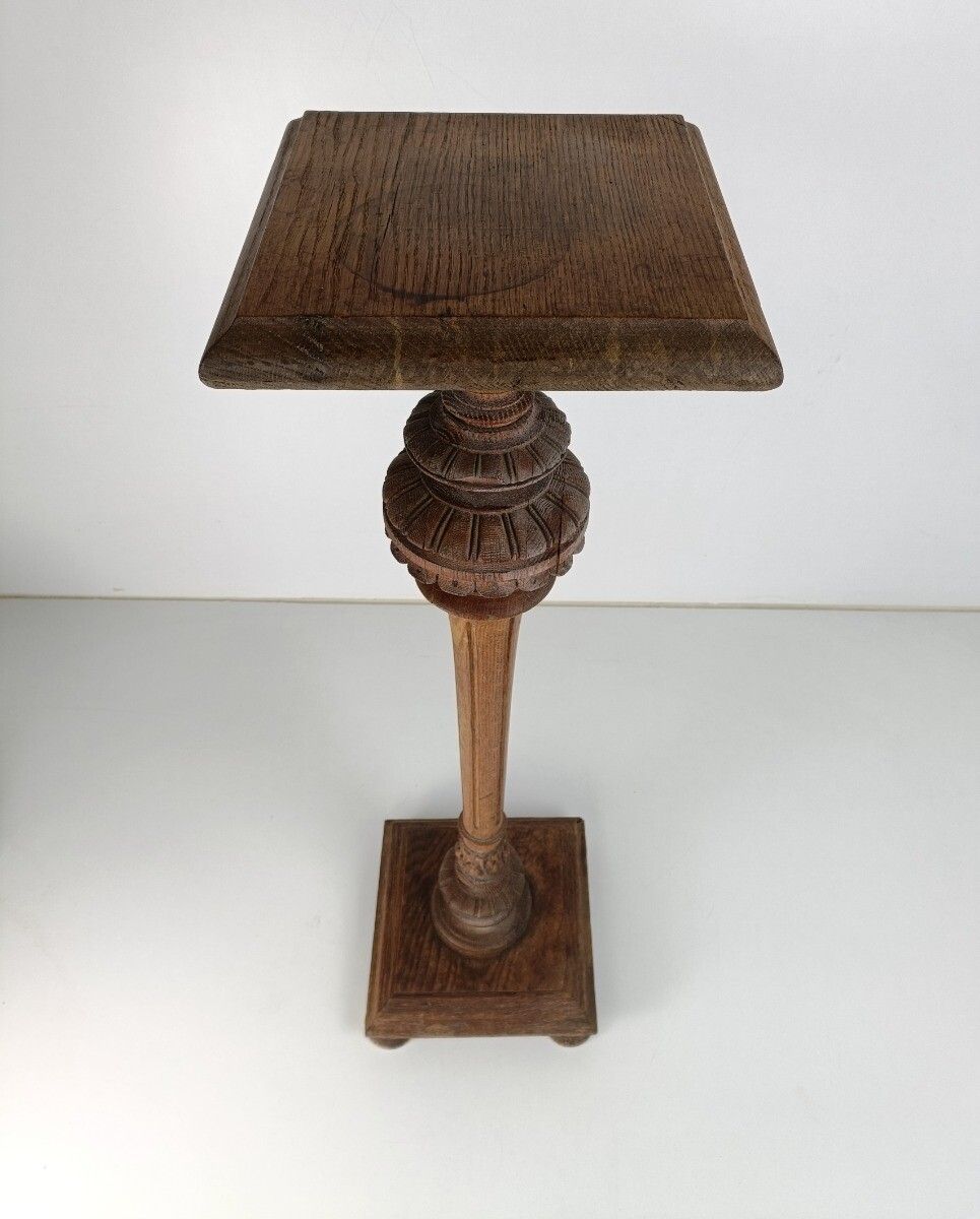 Xl Vintage Hand Carved Wooden Pedestal Ornate Plant Bonsai Stand Side Table Barn photo for sale