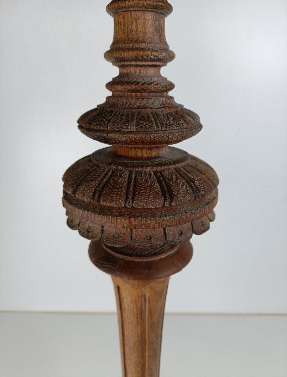 Xl Vintage Hand Carved Wooden Pedestal Ornate Plant Bonsai Stand Side Table Barn photo vinterior