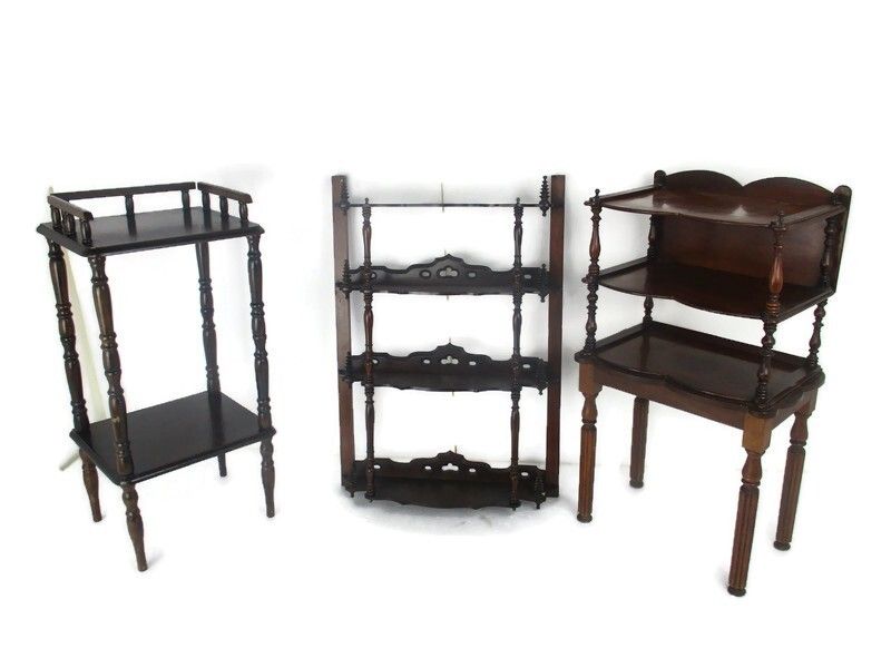 photo for sale Edwardian Shelf Cabinet Bobbin Spindles Standing And Hanging Wood Gorgeous Htf