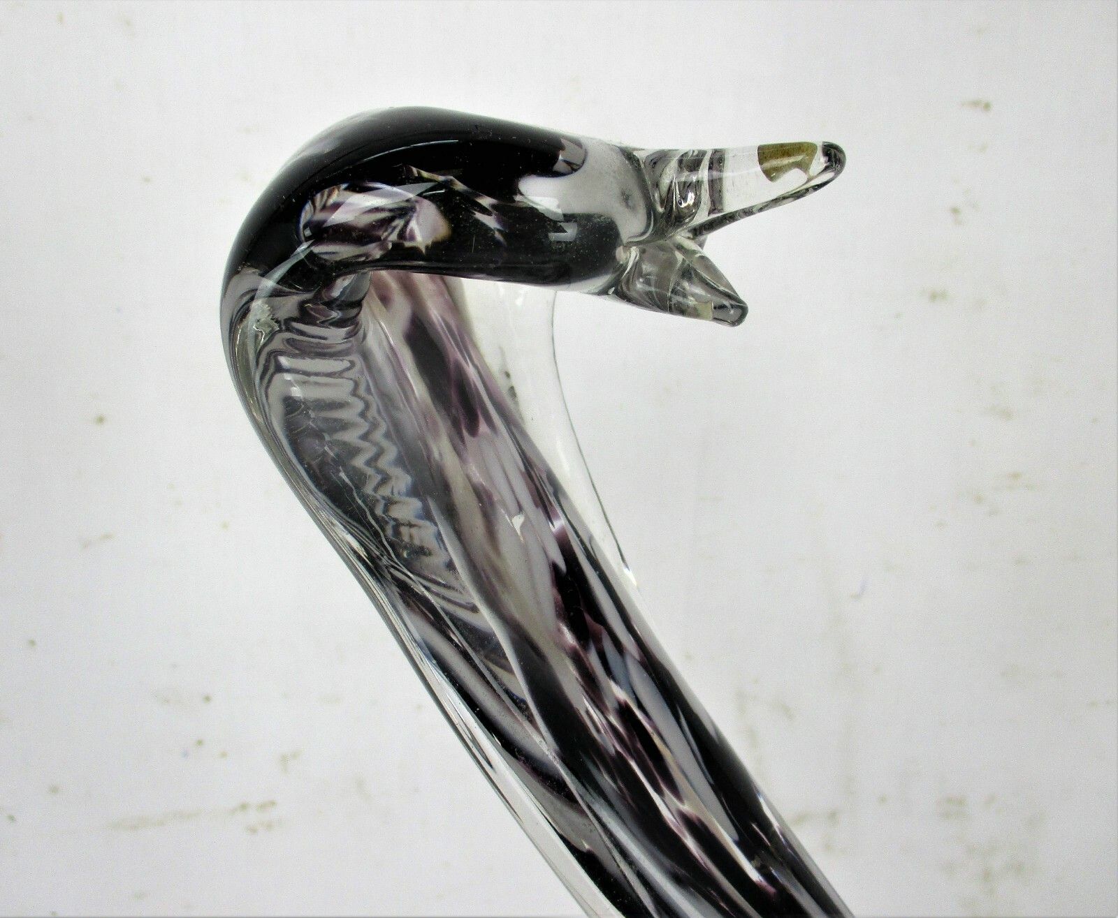 Large Snake Purple Clear Figurine Murano Exotic Art Glass  Rare Italian Italy photo for sale