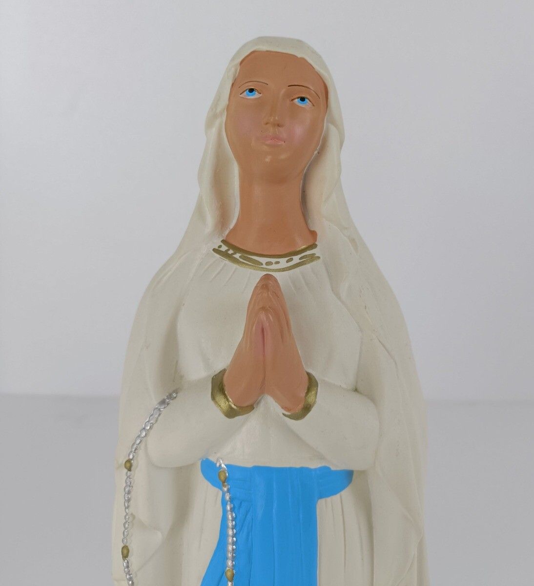 Vintage French Virgin Mary Madonna Our Lady Of Lourdes Plaster Statue photo 223.0