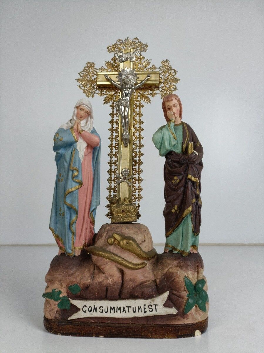 Calvary Crucifix Christ Crucifixion Mary Magdalene St John Consummatum  Est Plas photo furniture