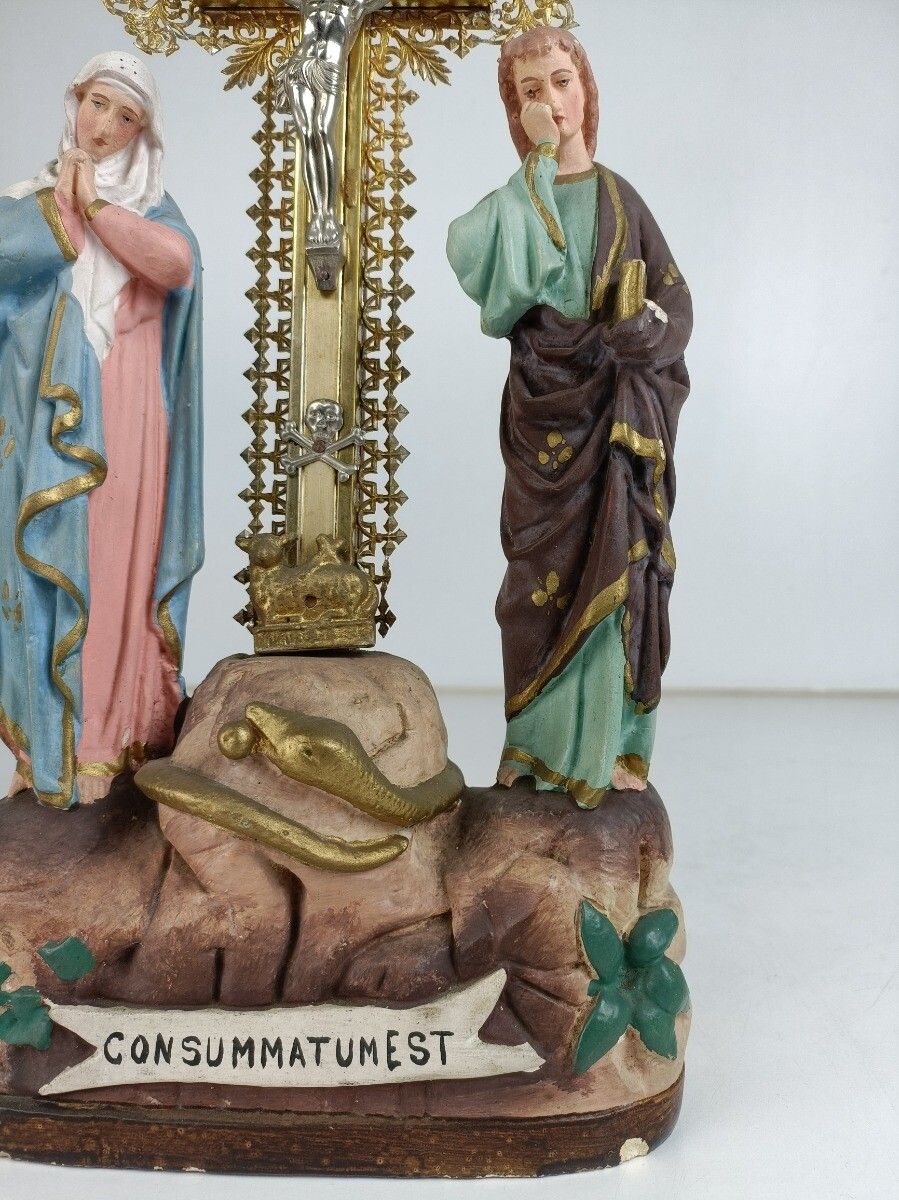 photo furniture Calvary Crucifix Christ Crucifixion Mary Magdalene St John Consummatum  Est Plas
