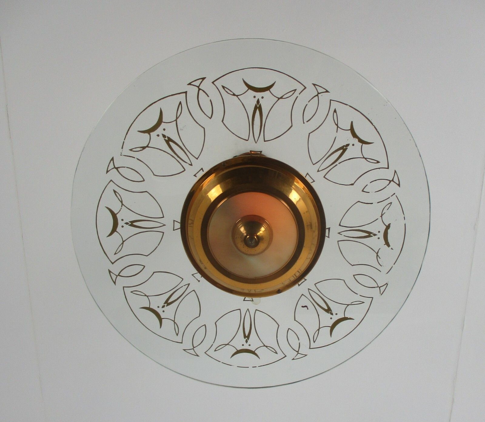 French Art Deco Lounge Chandelier Pendant Art Glass Red Copper Fixture Antique photo vinterior