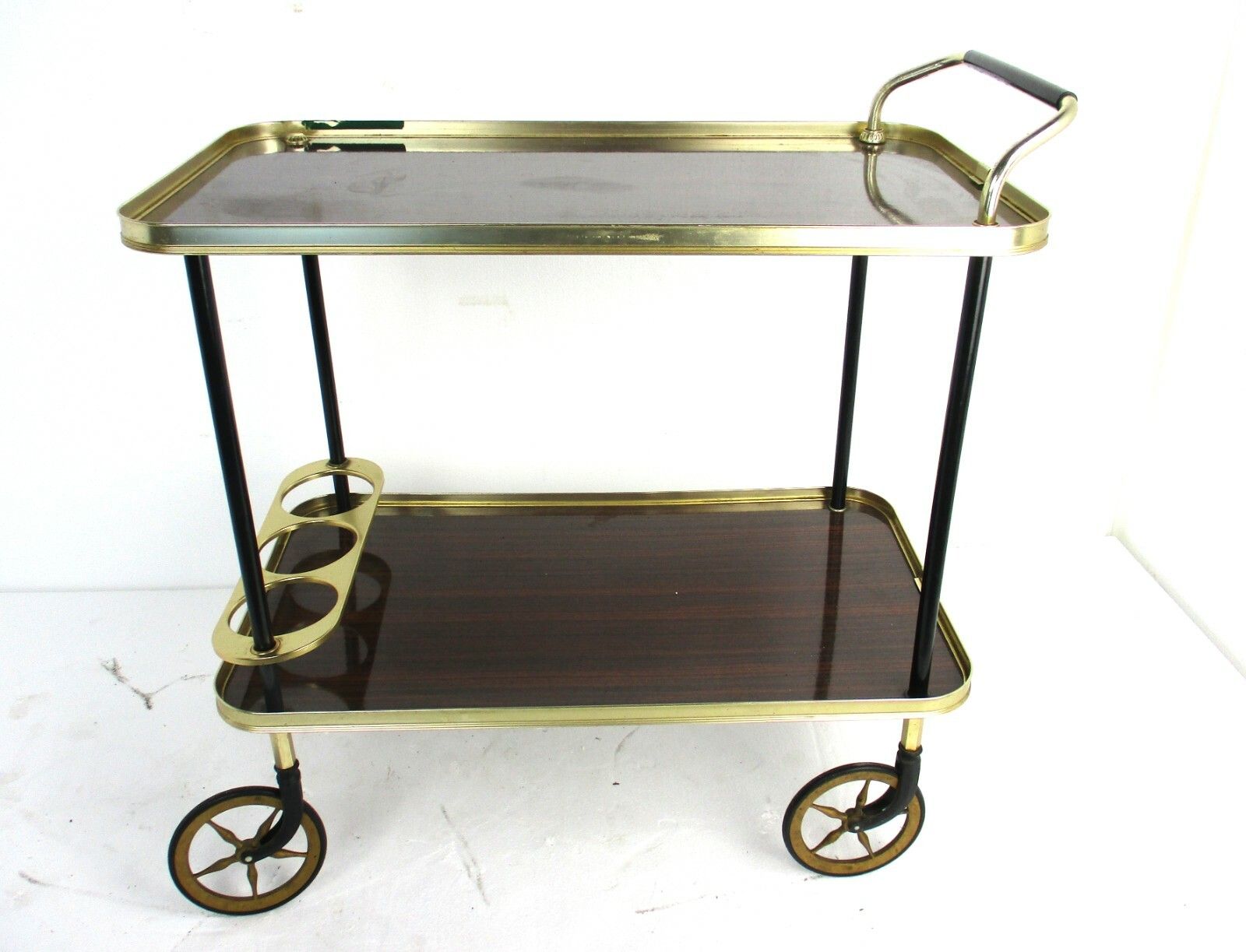 Bar Cocktail Tea Entertainment Cart Trolley Kitchen Island Veneer Retro Barware photo furniture