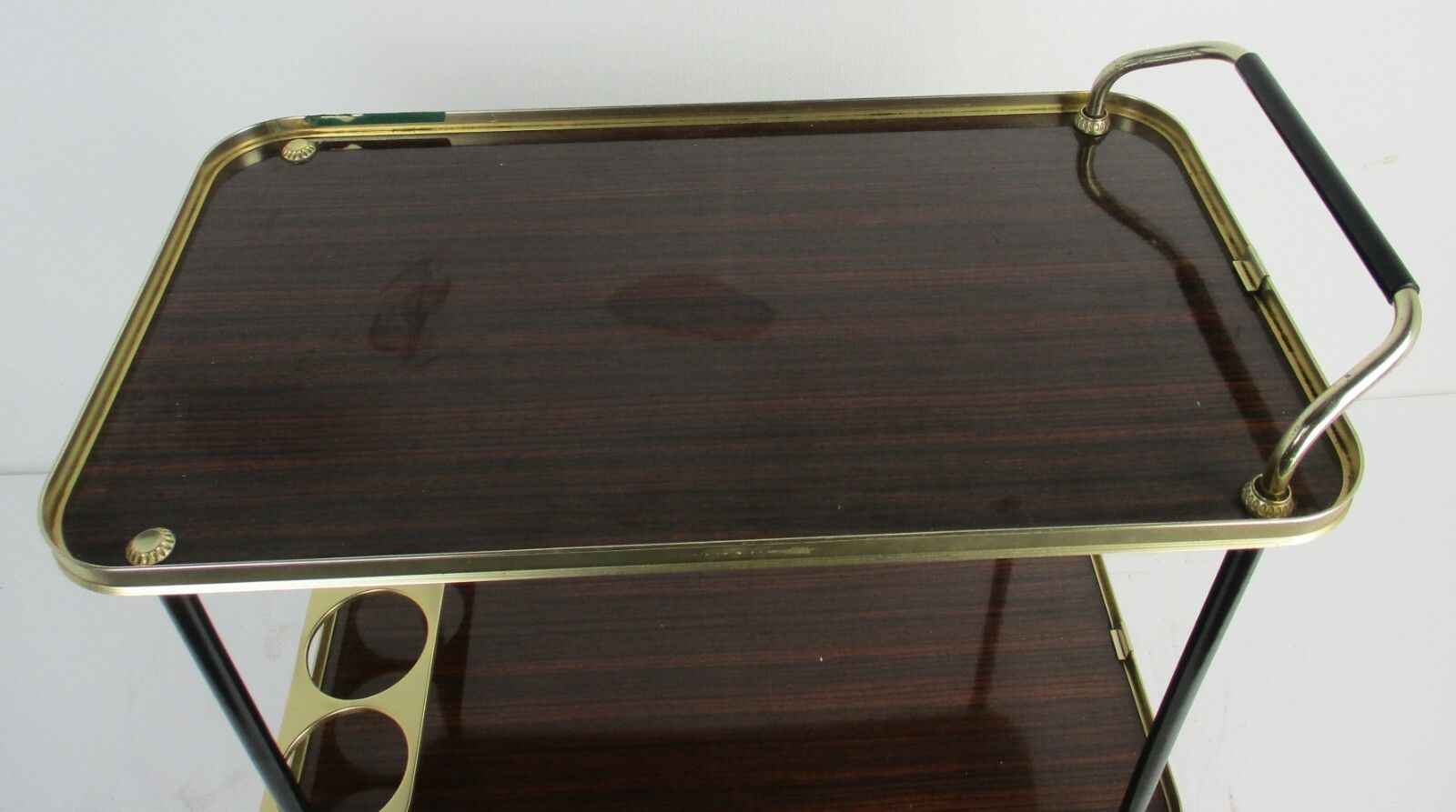 Bar Cocktail Tea Entertainment Cart Trolley Kitchen Island Veneer Retro Barware photo 352.0