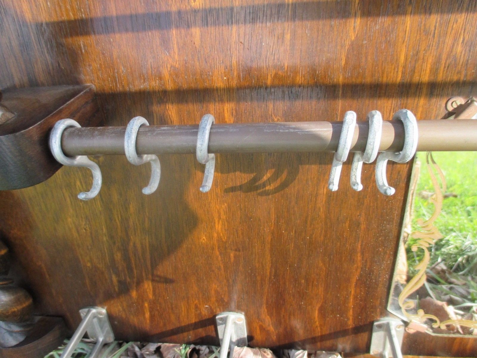 Gorgeous Antique Hand Carved Wood Coat Hat Rack Barley Twist Brushes photo buy