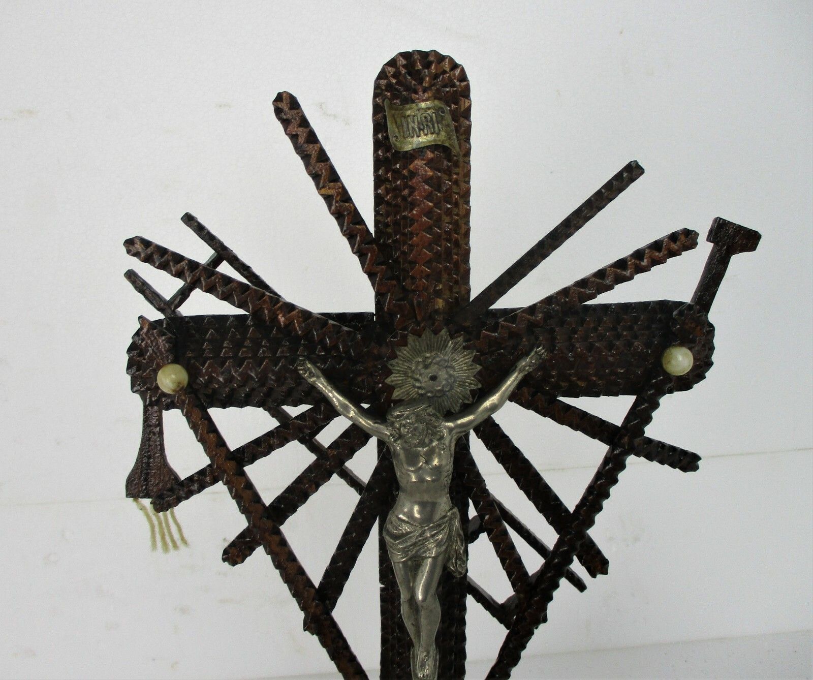 Tramp Trench Tramp Folk Art Standing Hand Carved Wood Crucifix Tools Of Passion photo furniture