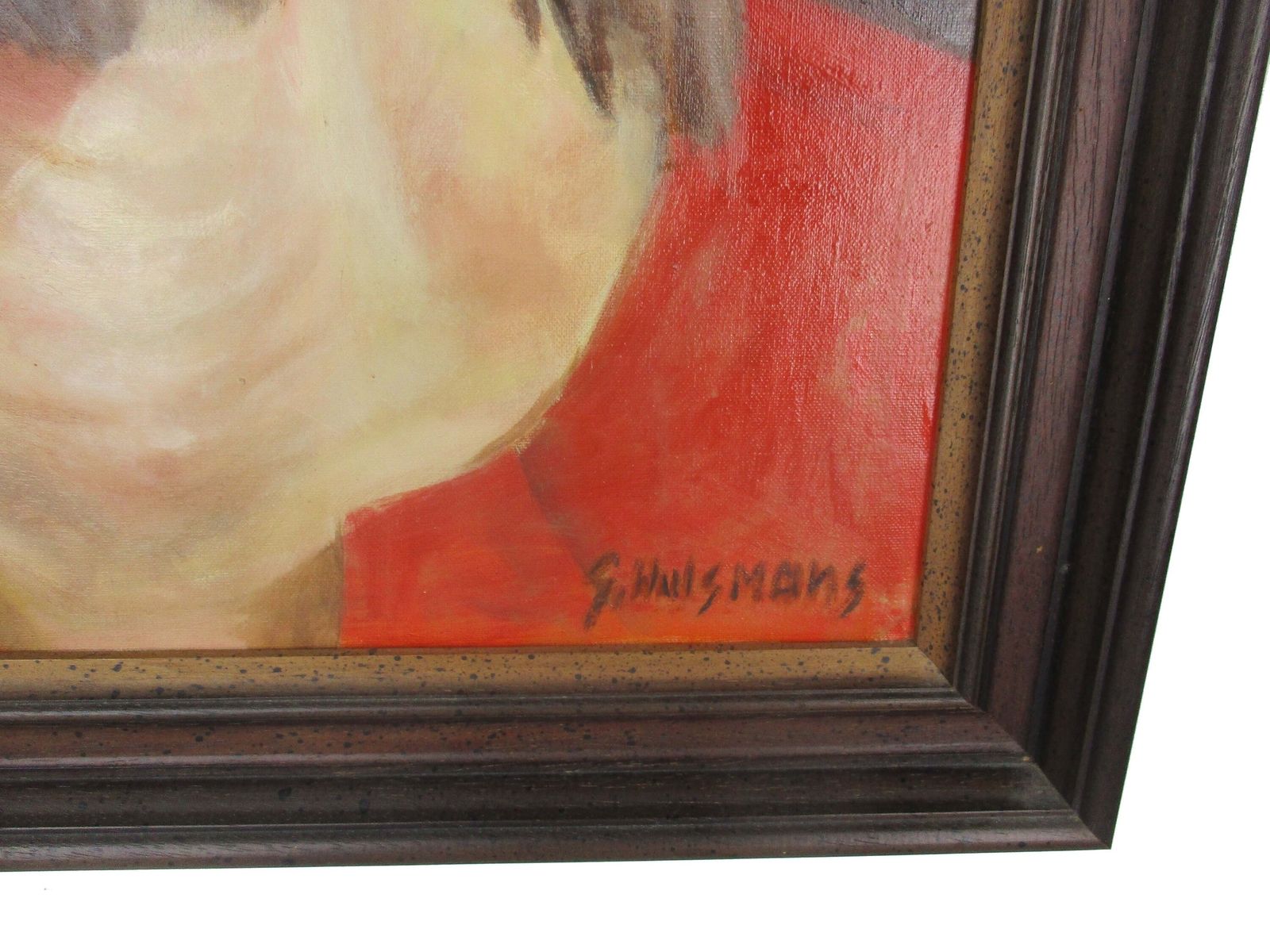 Lovely Painting Oil On Canvas Framed Jesus Christ Savior Head Of Thorns Signed G photo for sale