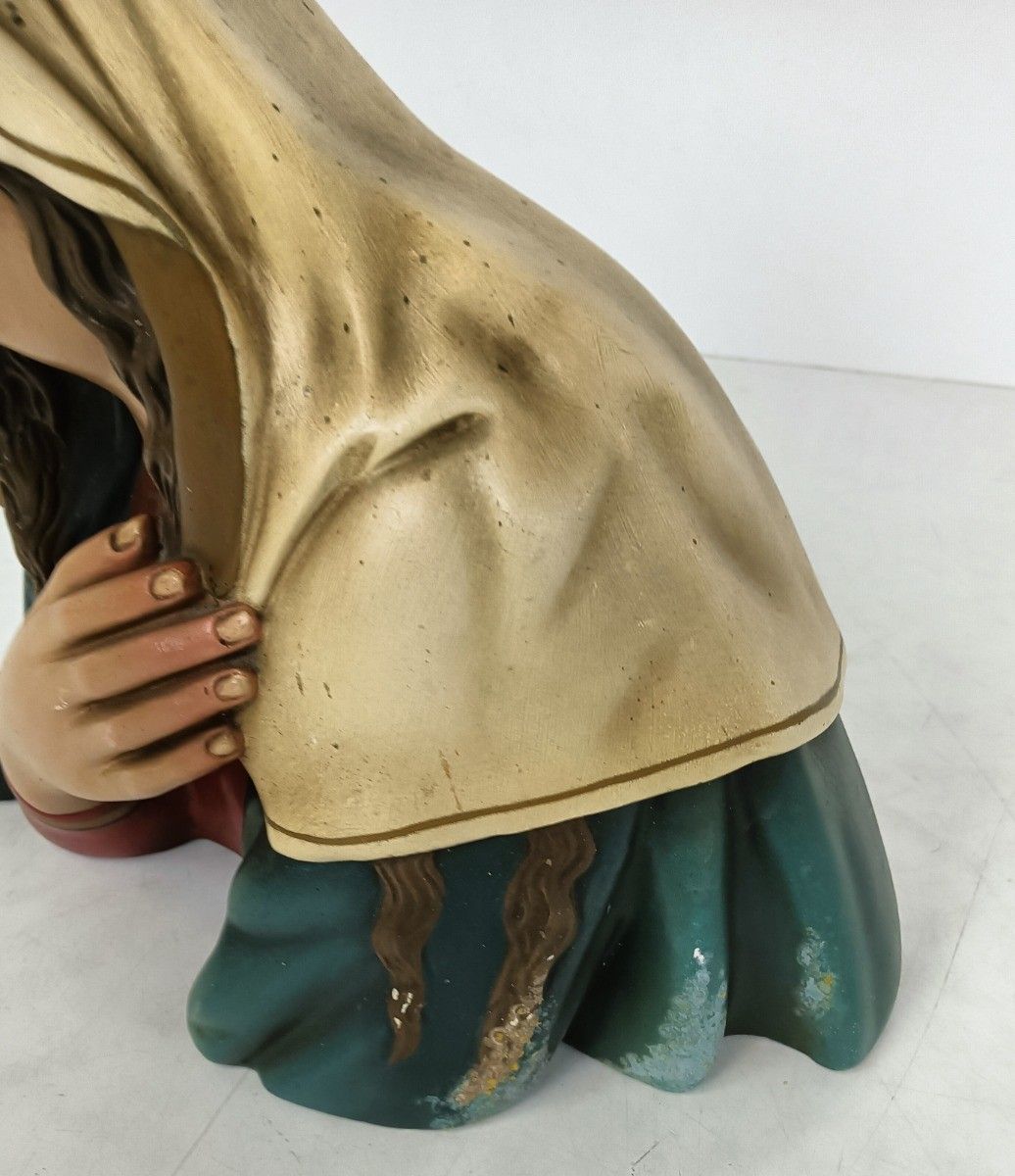 Virgin Mary Madonna Blessed Virgin Plaster Statue Bust Plaster Art Deco 1920s An photo 121.0