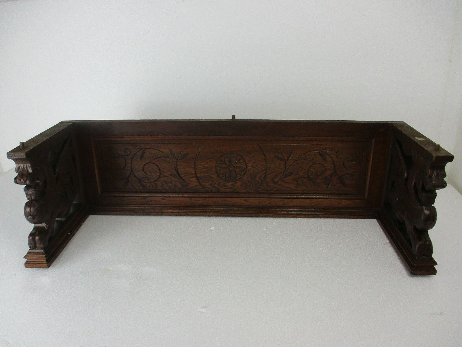 Lion Heads Hand Carved Wood Pediment Ornate Over Door Architectural Reclaimed photo furniture