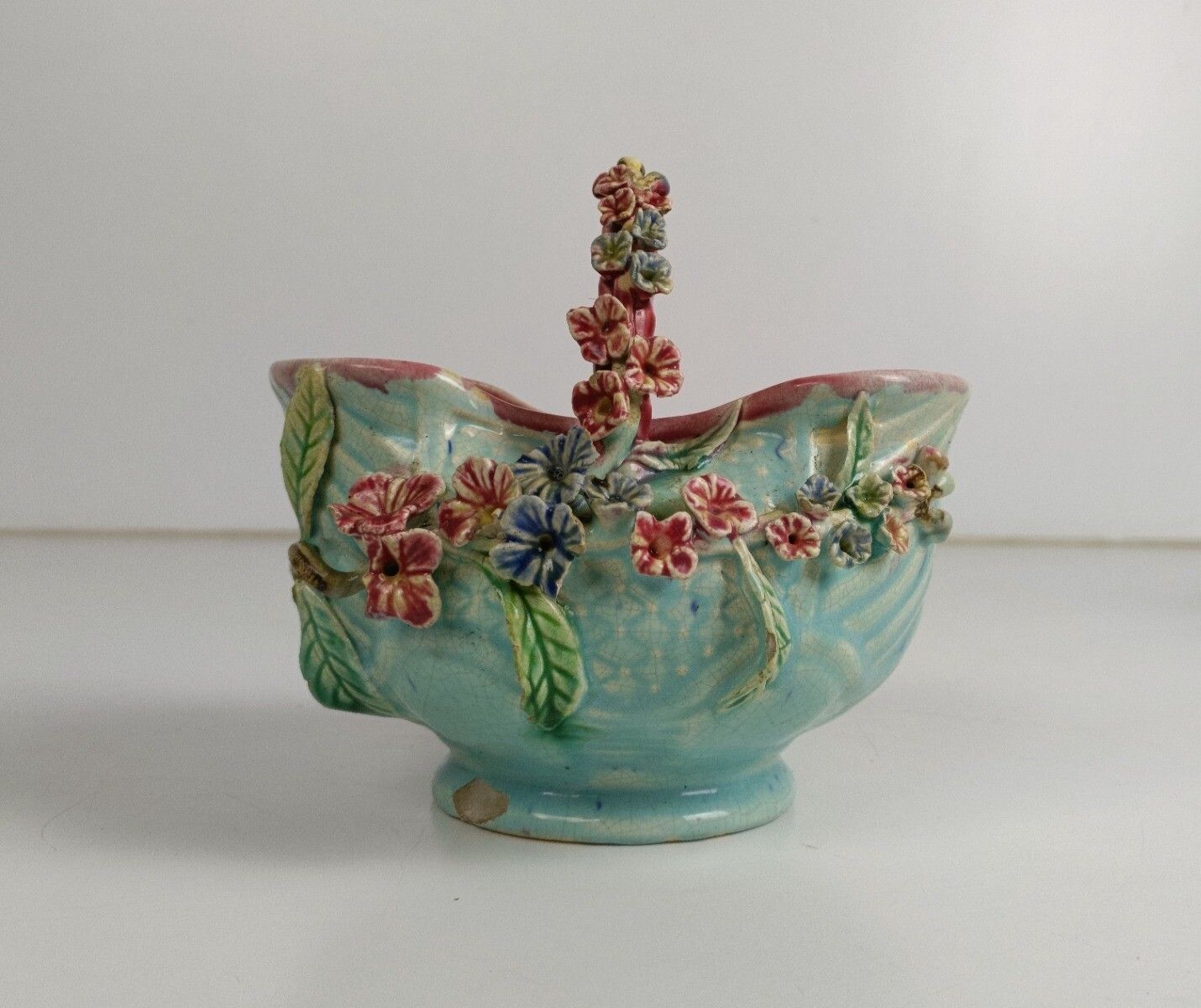 Planter Cache Pot French Pottery Faience Majolica Flowers Art Deco Gorgeous Bask photo furniture