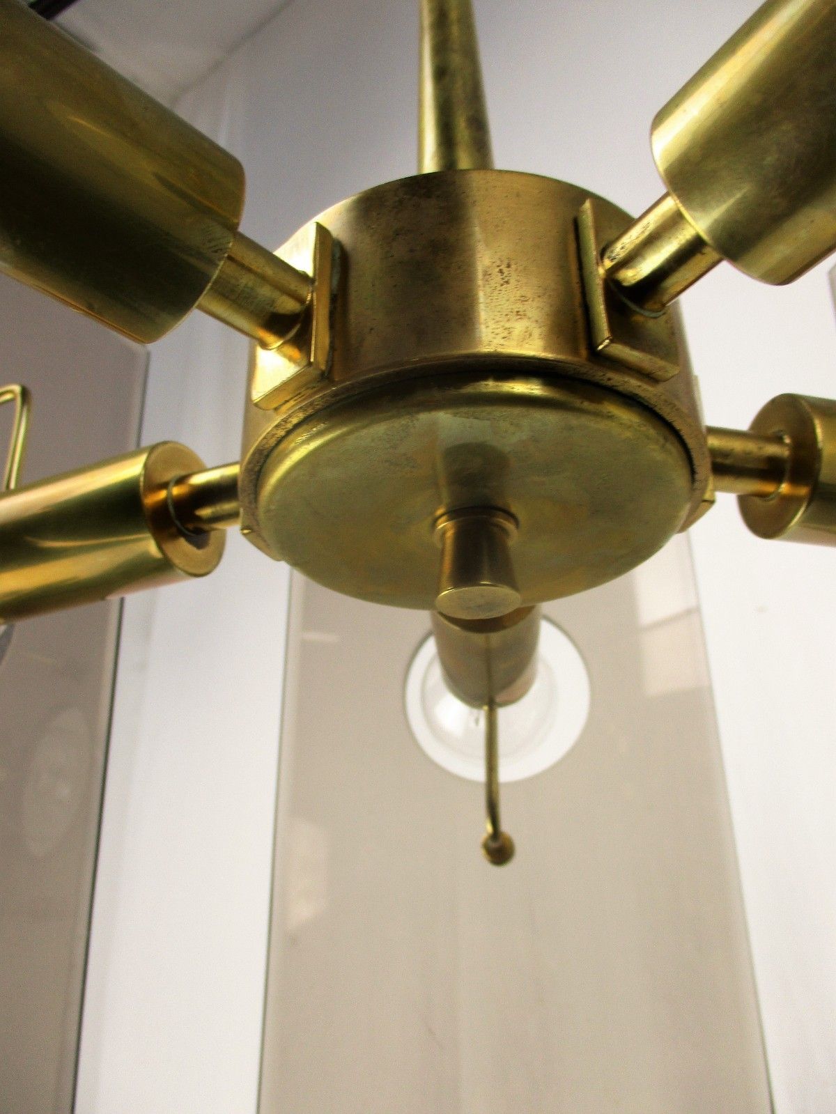 Design Chandelier Gino Paroldo For Fontana Arte Brass Smoked Glass 5 Lights photo buy