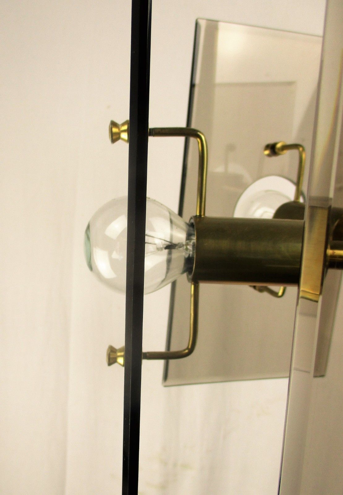 photo for sale Design Chandelier Gino Paroldo For Fontana Arte Brass Smoked Glass 5 Lights