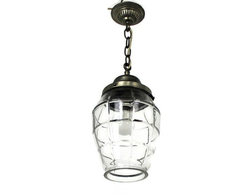 Chandelier Pendant Light Etched  Intaglio Glass  Shadeornate Art Deco Style