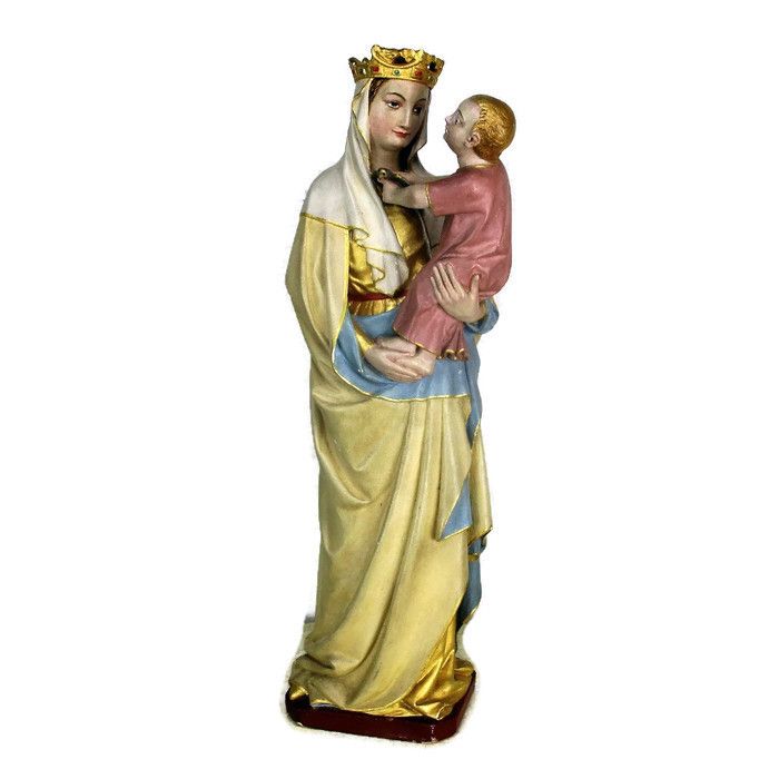 Majestic  Statue Virgin Mary Madonna Crown Infant Child  Plaster Htf 22.63"