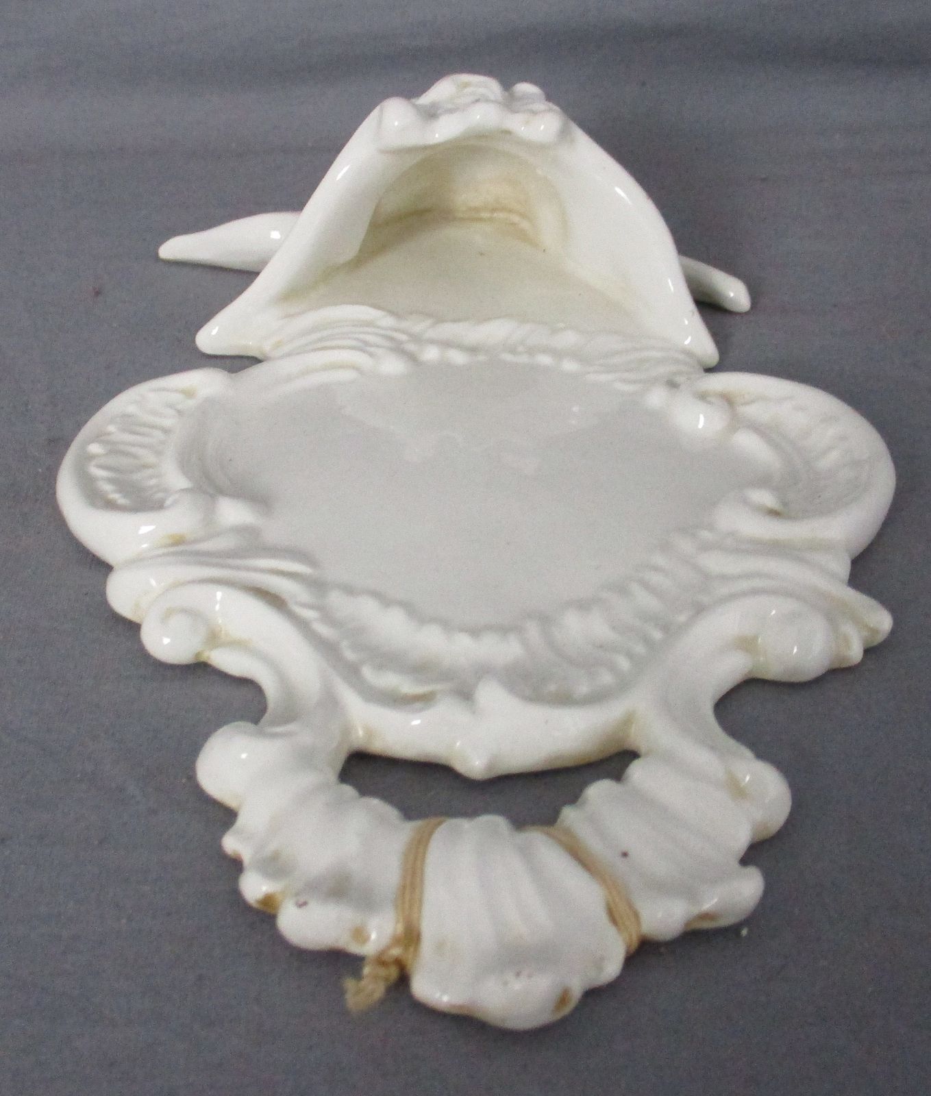 Antique  Holy Water Font Vessel Bisque Angel White Lovely Collector Htf photo Home Decor