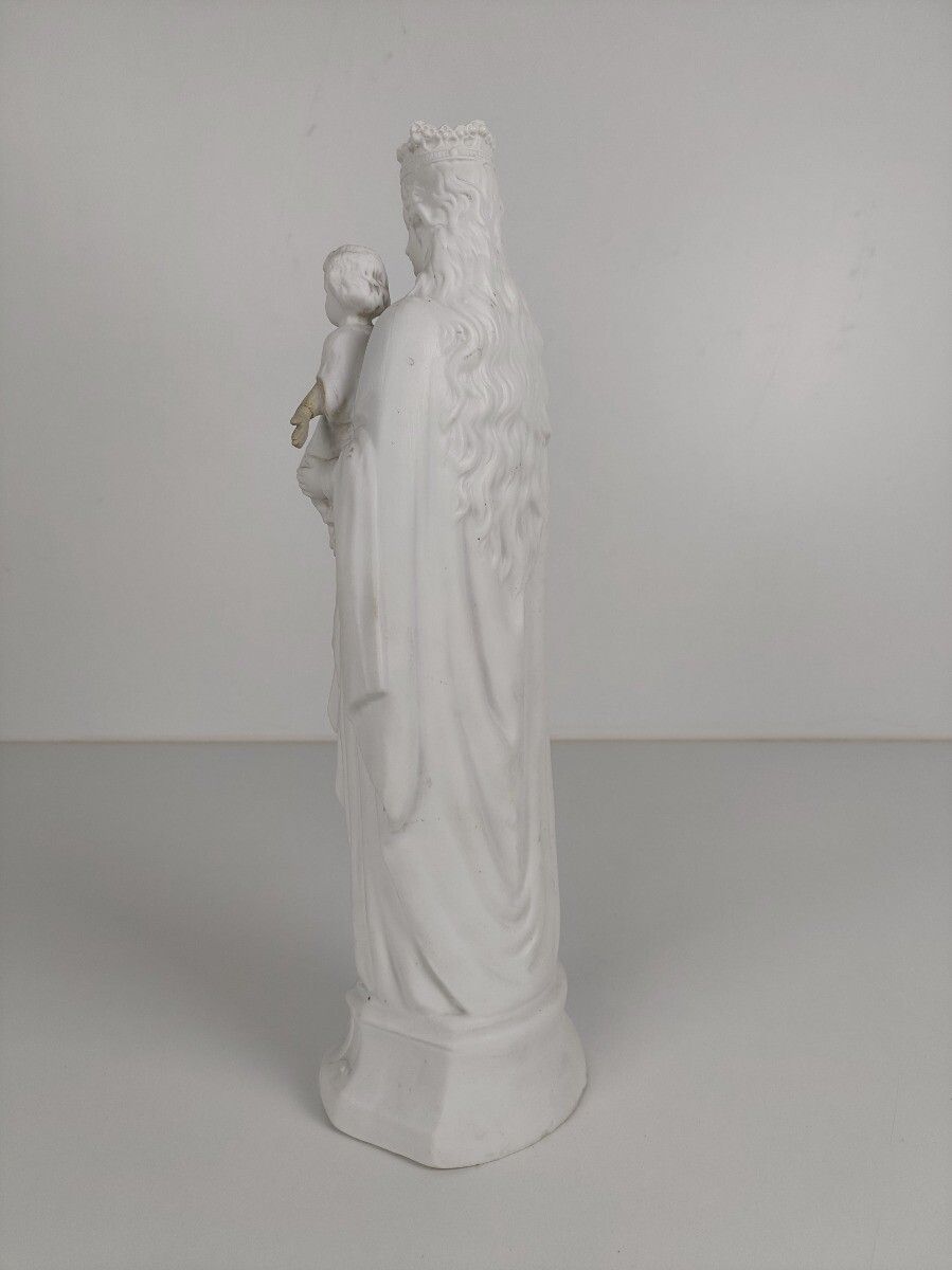French Antique 1900 Bisque Statue Virgin Mary Our Lady Infant Jesus Exquisite photo buy