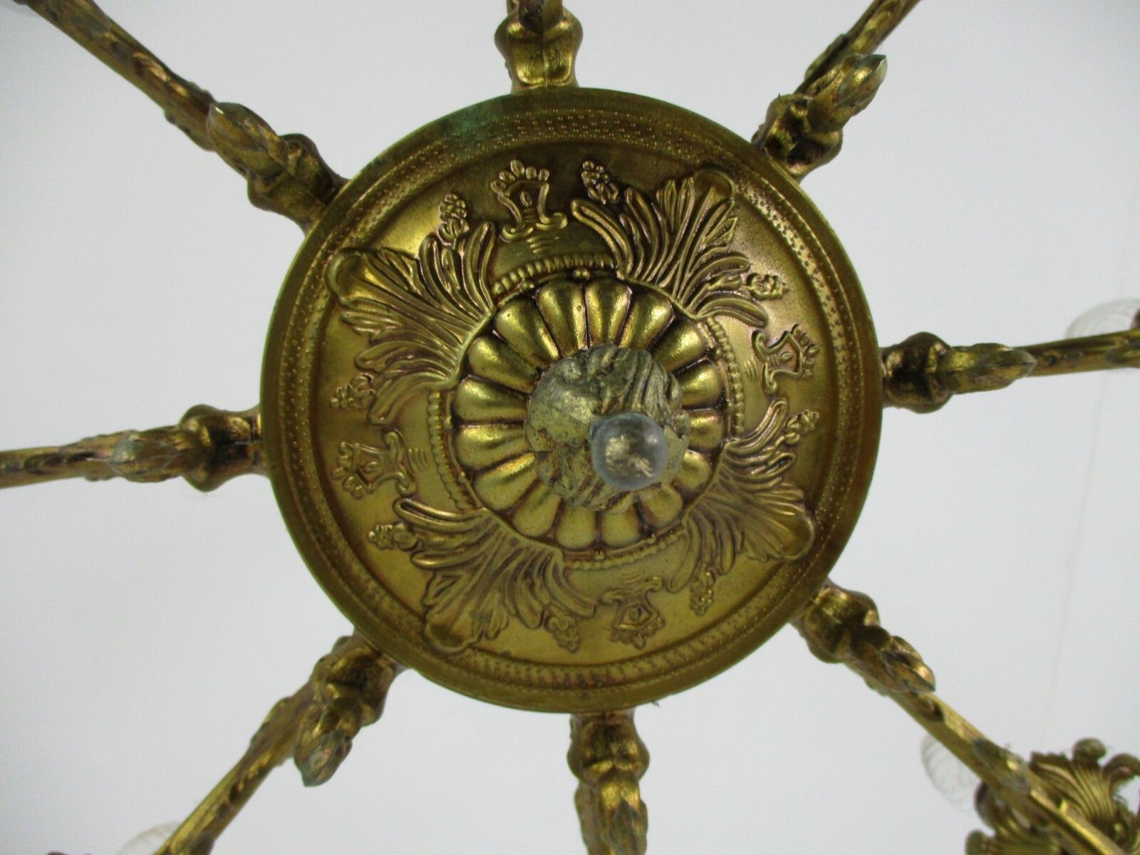 Stunning Chandelier 8 Lights Arm Putti Cherubs Hollywood Regency Ornate  Brass photo vintage