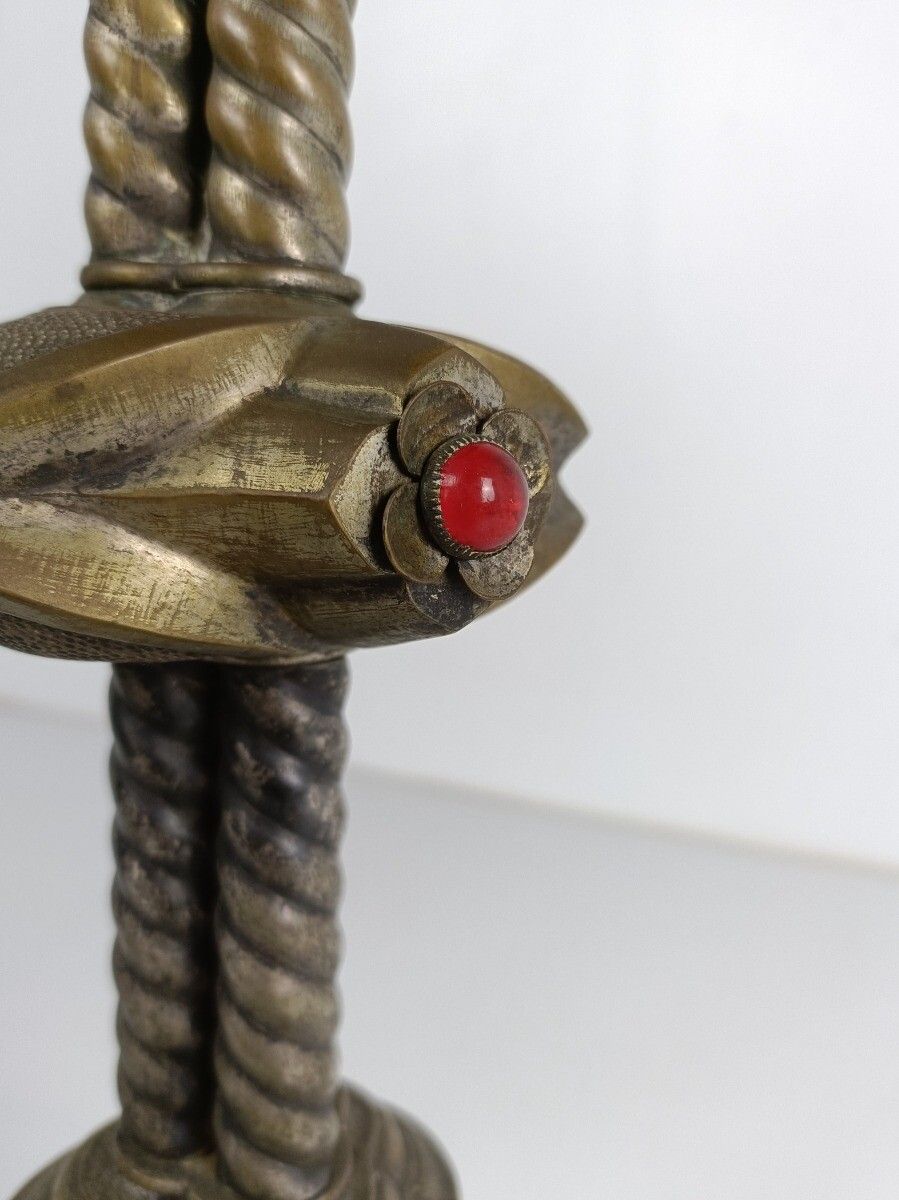 photo for sale Antique Brass Ornate Candle Holder Candle Stick Large  1800s  Gothic
