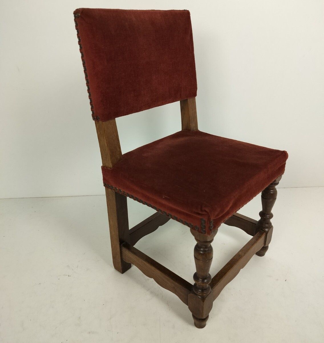 Small Antique Chair Children' S Chair Carved Wood Hobnails Pink Velvet photo buy